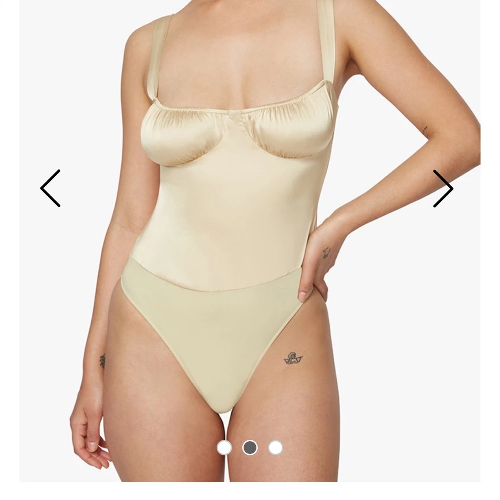 NWOT Danielle Bernstein Ruched Charmeuse Bodysuit